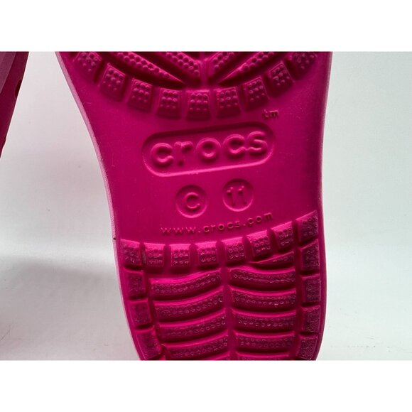 Crocs Kids Slip-On Water Shoes Girls Size 11 Pink Ventilation Holes Toe Cap - Picture 9 of 13